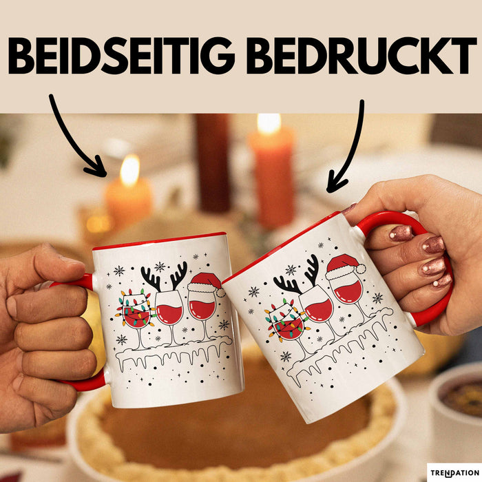 Wein-Trinker Geschenk Weihnachten Rotwein Geschenkidee Weintrinkerin Grafik Kaffee-Becher Rot Trendation