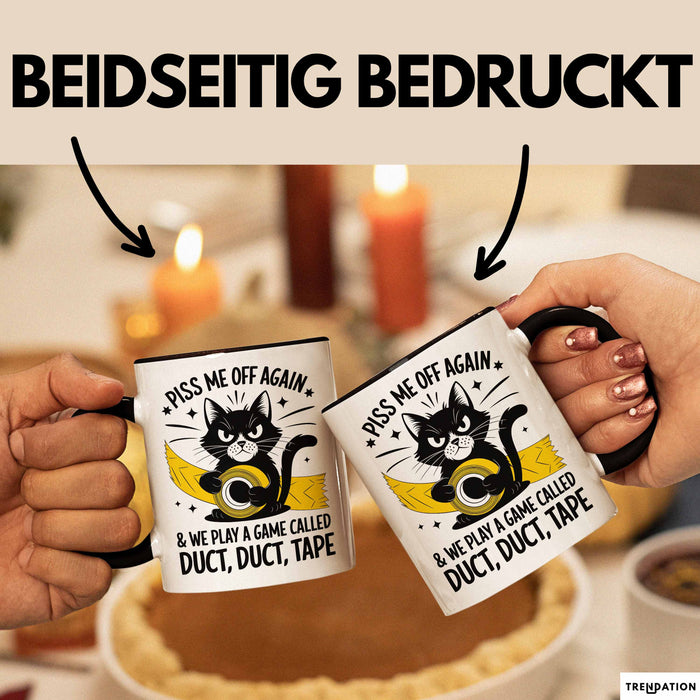 Katzen Tasse Geschenk Duct Duct Tape Geschenkidee Lustig Katze Sarkasmus Schwarz Trendation