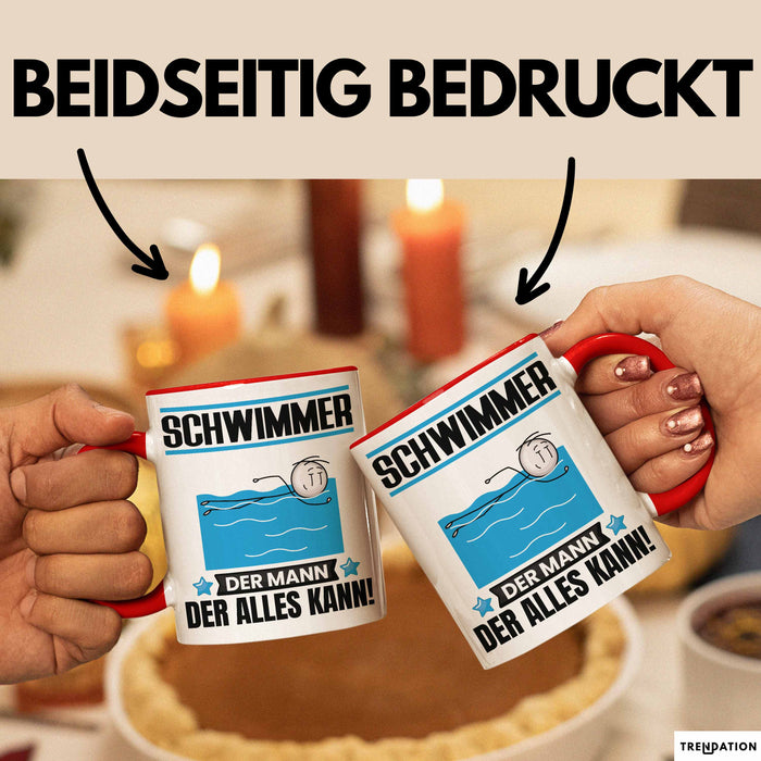 Schwimmer Tasse Geschenk für Schwimmer Der Mann Der Alles Kann Geschenkidee zum Geburtstag Rot Trendation