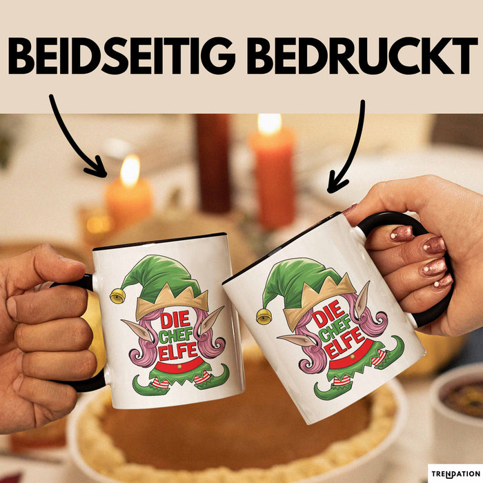 Chefin Tasse Geschenk Die Chef Elfe Geschenkidee Zu Weihnachten Für Chefin Kaffee-Becher Trendation