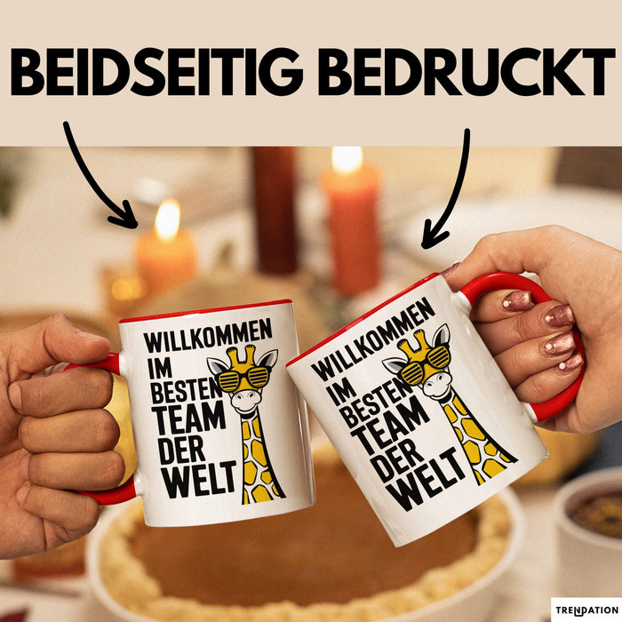 Office Arbeitskollege Tasse Geschenk Lustige Geschenkidee Spruch Willkommen Im Besten Team Der Welt Rot Trendation