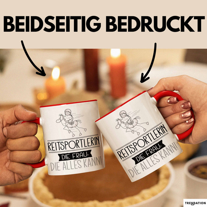Reitsportlerin Geschenk Tasse Becher Die Frau Die Allen Kann Geschenkidee für eine Reitsportlerin Lustig Rot Trendation