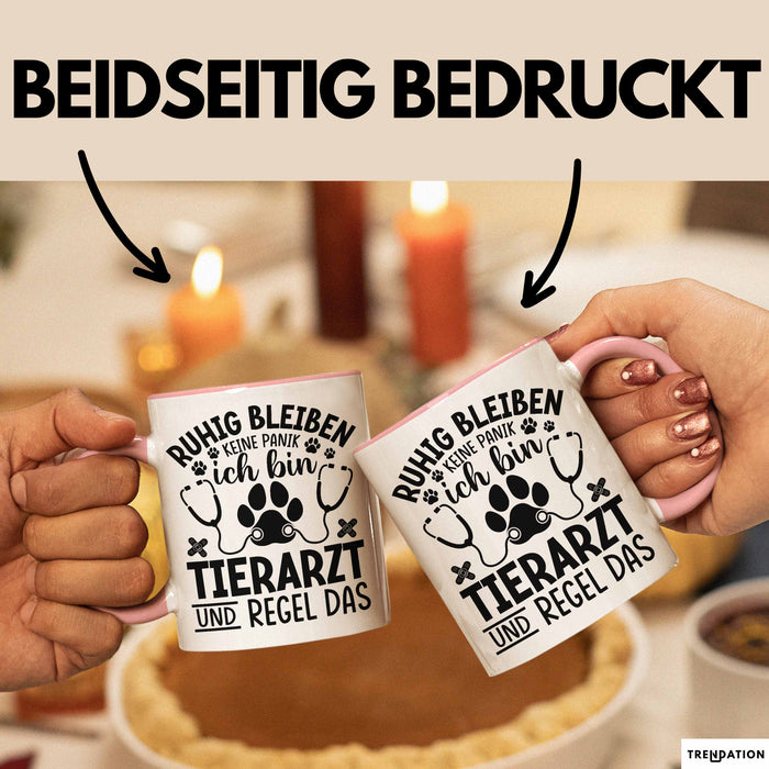Tierarzt Tasse Geschenk Ruhig Bleiben Ich Bin Tierarzt Und Regel Das Geschenkidee Rosa Trendation