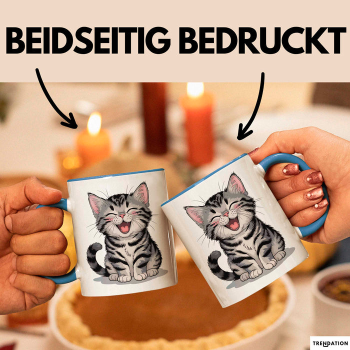 Katzen Tierliebhaber Tasse Geschenk Lustige Geschenkidee Spruch Blau Trendation