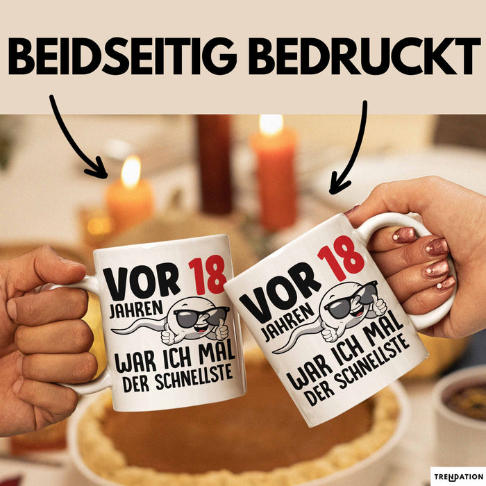 18. Geburtstag Tasse Geschenk Jungs Vor 8 Jahren War Ich Mal Der Schnellste Weiß Trendation