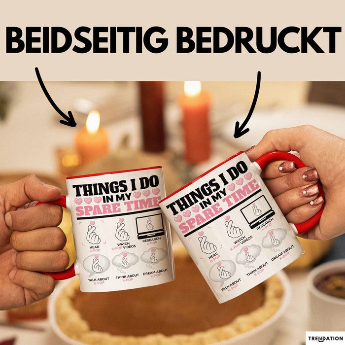 KPop Tasse Geschenk Spare Time Finger Heart Grafik Geschenkidee Rot Trendation
