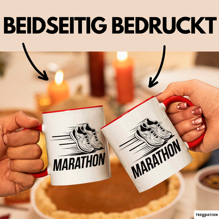 Marathonläufer Tasse Geschenkidee für Laufexperten Rot Trendation