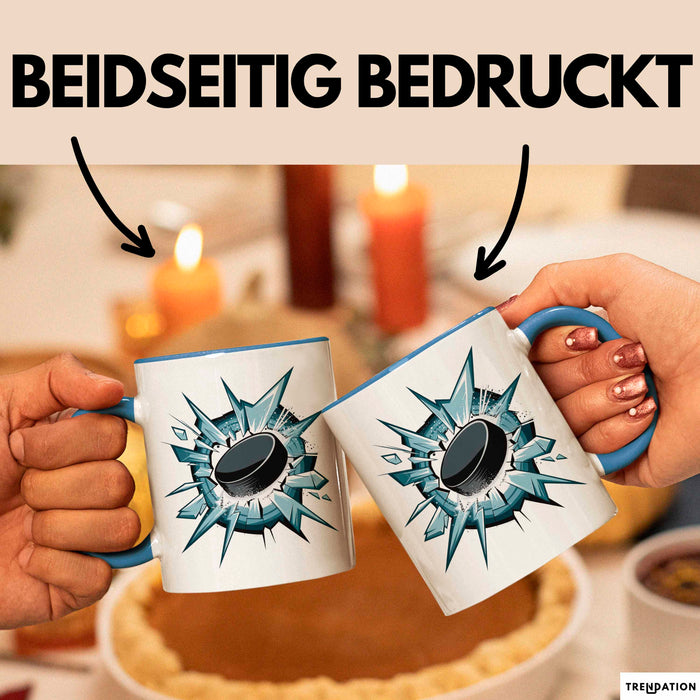 Eishockey Fan Tasse Geschenkidee für Wintersportliebhaber Blau Trendation