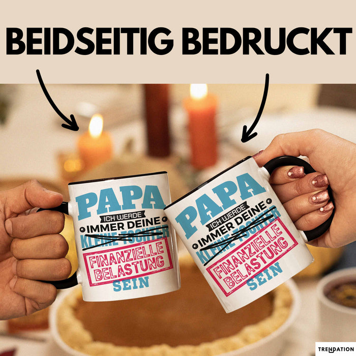 Witzige Tasse Geschenk Papa Tochter Finanzielle Belastung Spruch Schwarz Trendation