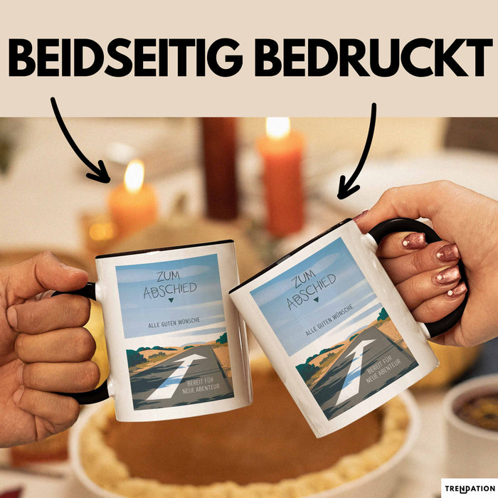 Büroarbeit Kollege Abschied Tasse Geschenk Lustige Geschenkidee Spruch Zum Abschied Alle Guten Wünsche Bereit Für Neue Abenteuer Trendation