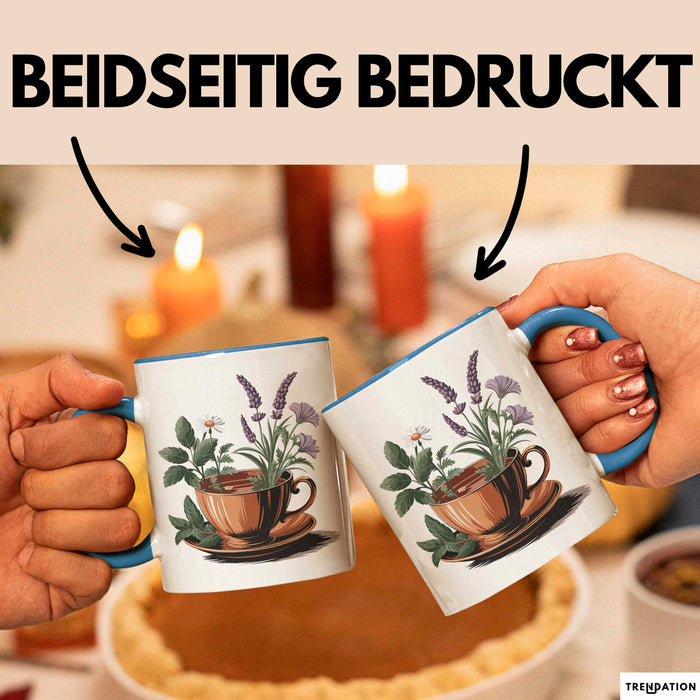 Kräutertee Fan Tasse Geschenkidee für Teezeit Liebhaber Blau Trendation