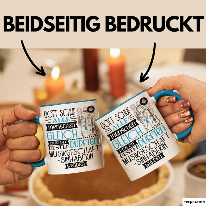 Musikgeschäftsinhaberin Geschenk Becher Tasse Gott Schuf Alle Menschen Gleich Nur Die Besten Durfeten Musikgeschäftsinhaberin Werden Geschenkidee Lustig Blau Trendation