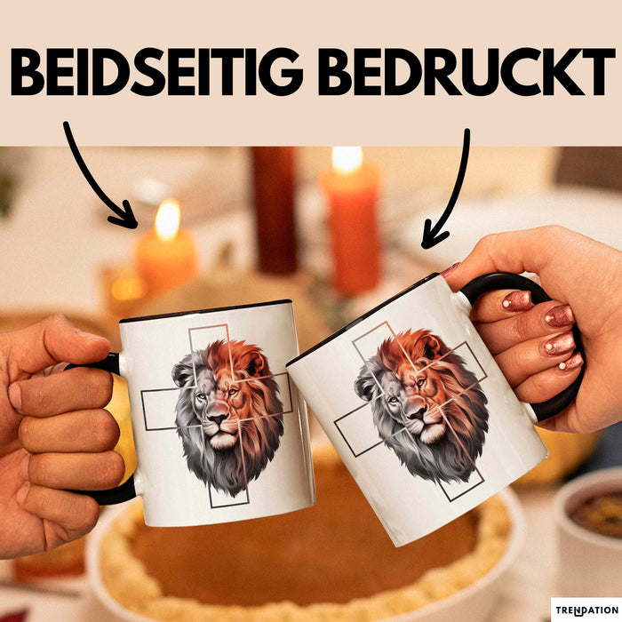 Jesus Löwe von Juda Tasse Geschenk Lustige Geschenkidee Spruch Schwarz Trendation