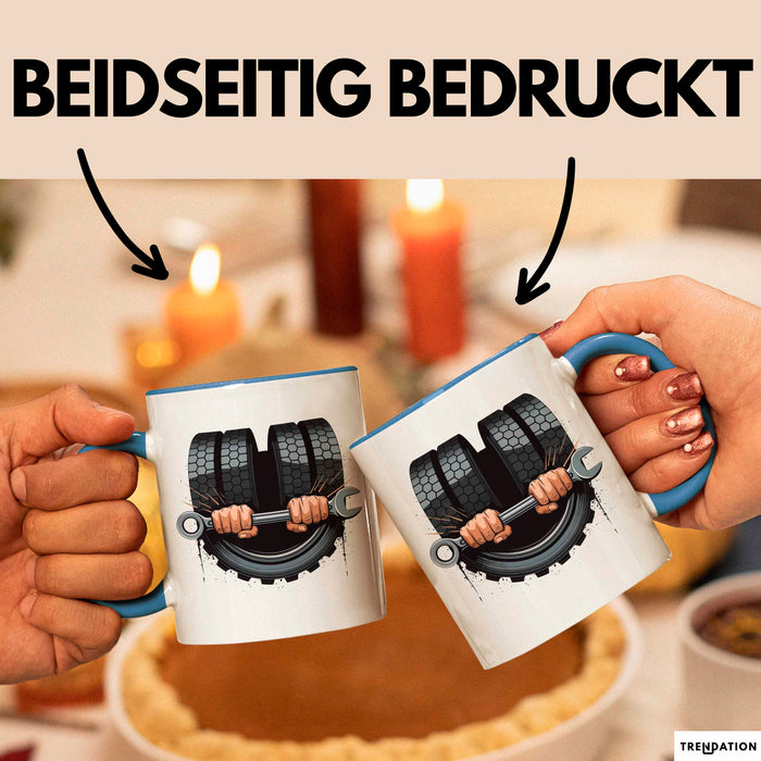 LKW Mechaniker Tasse Geschenk Lustige Geschenkidee Spruch Für Nutzfahrzeug Profis Blau Trendation