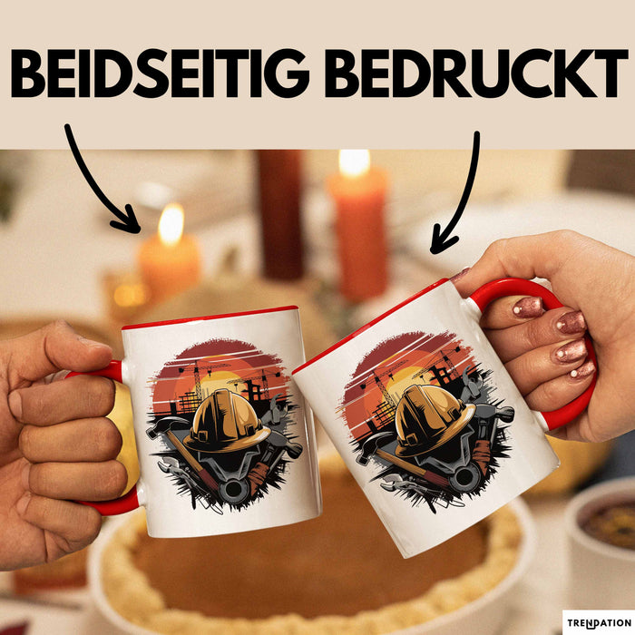 Bauarbeiter Tasse Geschenkidee für Bauarbeiter Rot Trendation