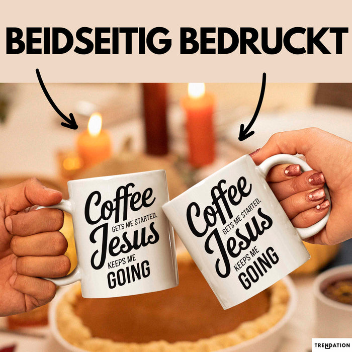 Jesus Christliche Geschenk Kaffee Jesus hält mich am Laufen Geschenkidee Lustig Weiß Trendation