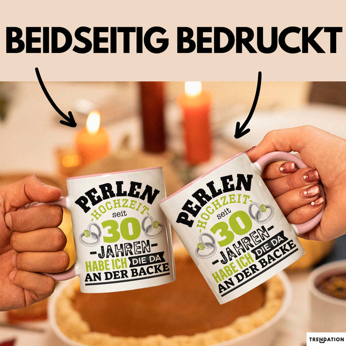 Perlenhochzeit Tasse Geschenk 30 Jahre Verheirtatet Geschenkidee Ehemann Ehefrau 30Er Jubuläum Becher Rosa Trendation
