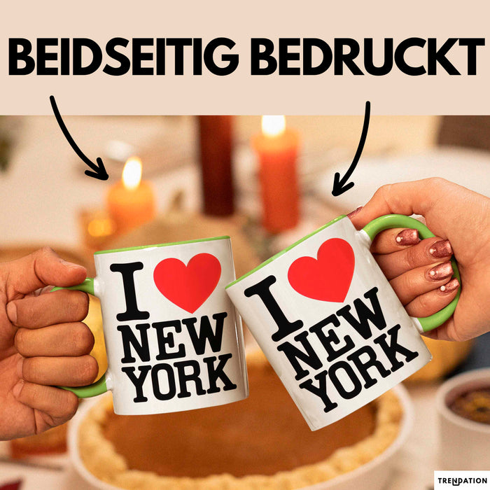 New York City USA Tasse Geschenk Lustige Geschenkidee Spruch Ich Liebe New York Grün Trendation