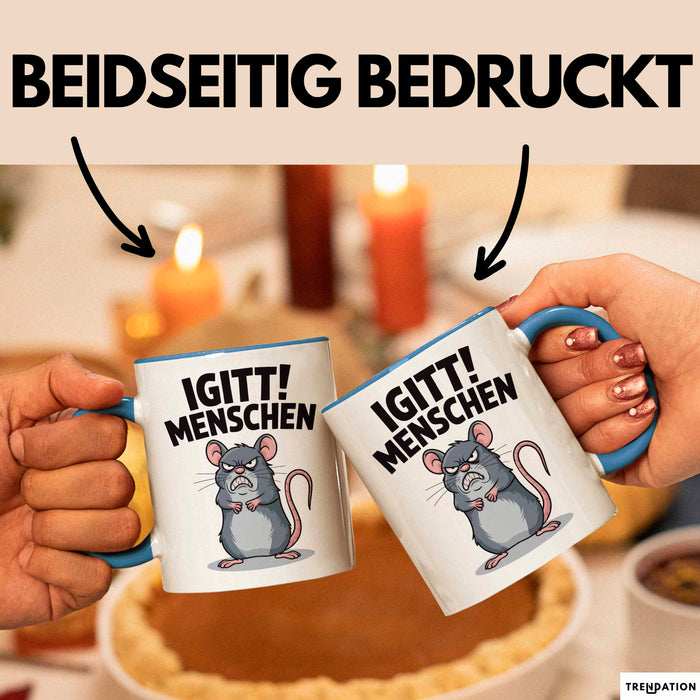 Sarkastisch Sarkasmus Introvertiert Tasse Geschenk Lustige Geschenkidee Spruch Igitt Menschen Blau Trendation
