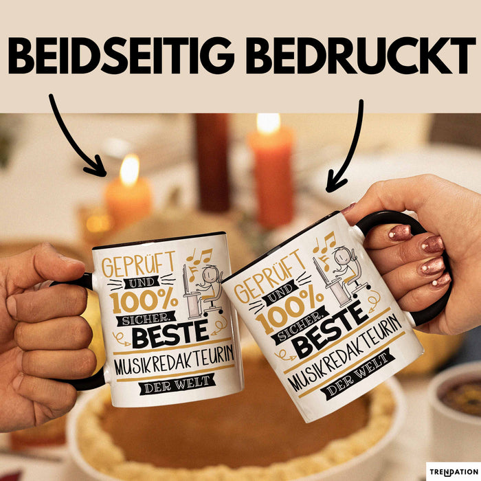 Beste Musikredakteurin Der Welt Tasse Geschenk für Eine Musikredakteurin Geprüft Und Sicher Geschenkidee Geburtstag Weihnachten Trendation