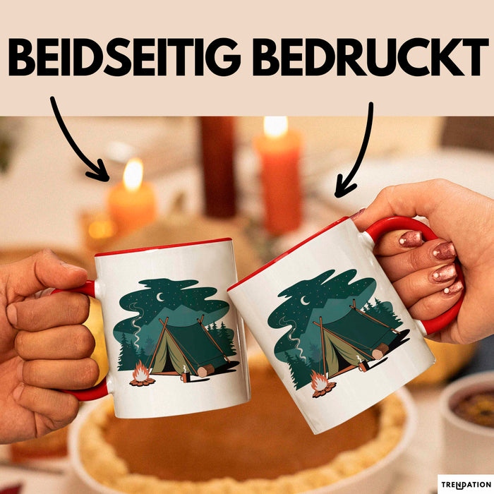Camper Tasse Geschenkidee für Zeltleben Entdecker Rot Trendation