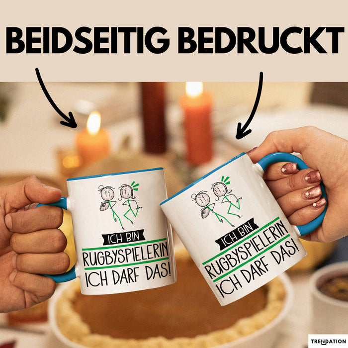 Geschenk für Rugbyspielerin Tasse Lustige Geschenkidee Geburtstag Ich Bin Rugbyspielerin Ich Darf Das Blau Trendation