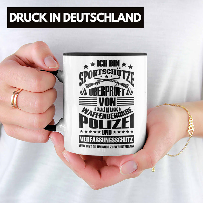 Lustige Schießen-Tasse für Sportschützen Geschenk Ich Bin Sportschütze Schwarz Trendation
