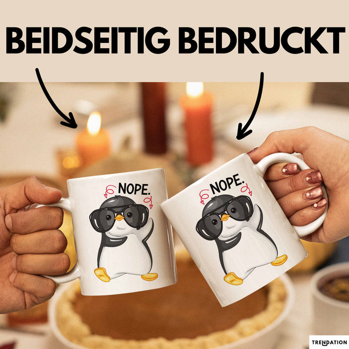 Witzige Tasse Geschenk Pinguin Mit Roter Brille Lustiger Becher Weiß Trendation
