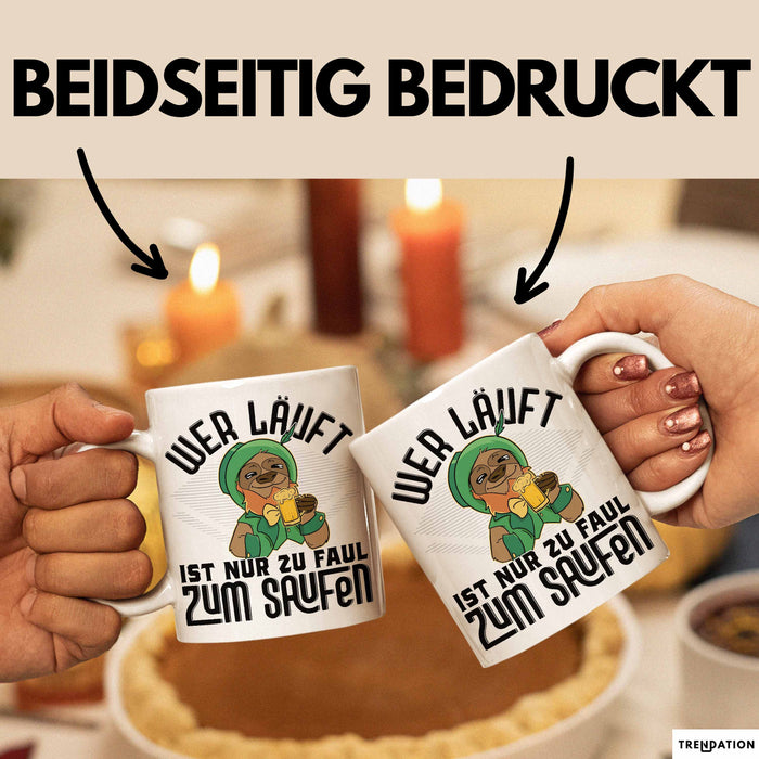 Wandern Tasse Geschenk für Wanderer Männer Geschenkidee Wer Läuft Ist Nur Zu Faul Zum Wandern Berge Wandern Weiß Trendation