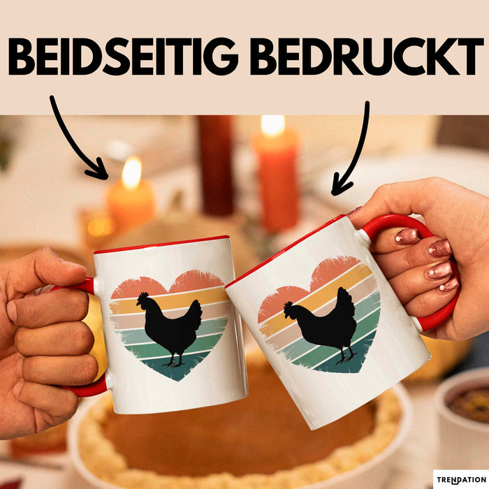 Huhn Tier Bauer Tasse Becher Geschenk Lustige Geschenkidee Spruch Hühnerherz Rot Trendation