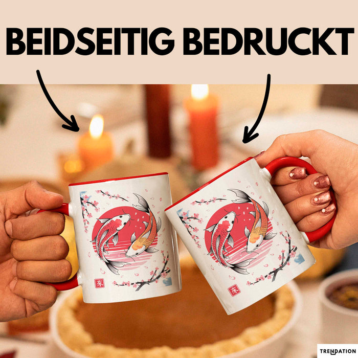 Kirschblüte Koi Karpfen Japanische Tasse Becher Geschenk Lustige Geschenkidee Spruch Rot Trendation