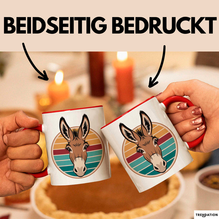 Retro Esel Tasse Geschenk Lustige Geschenkidee Spruch Rot Trendation