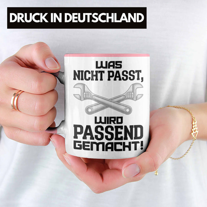 Trendation - Handwerker Tasse mit Spruch Geschenke für Handwerk Kaffeebecher KFZ Mechaniker Mechatroniker Rosa Trendation