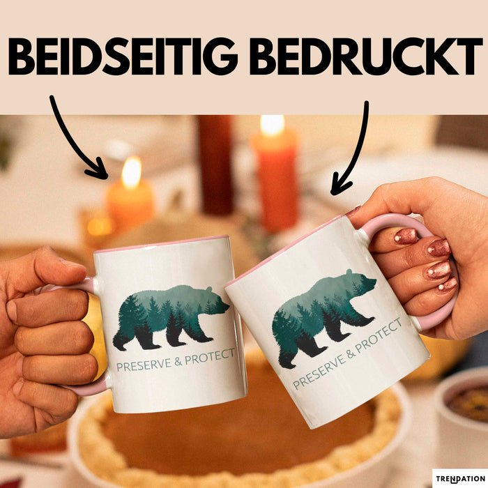 Wildtierschutz Tasse Geschenk Lustige Geschenkidee Spruch Bewahren und Schützen Rosa Trendation