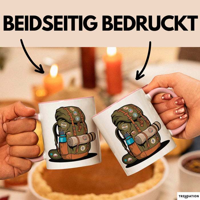 Rucksackreisender Tasse Geschenkidee für Wanderpfad Fans Rosa Trendation