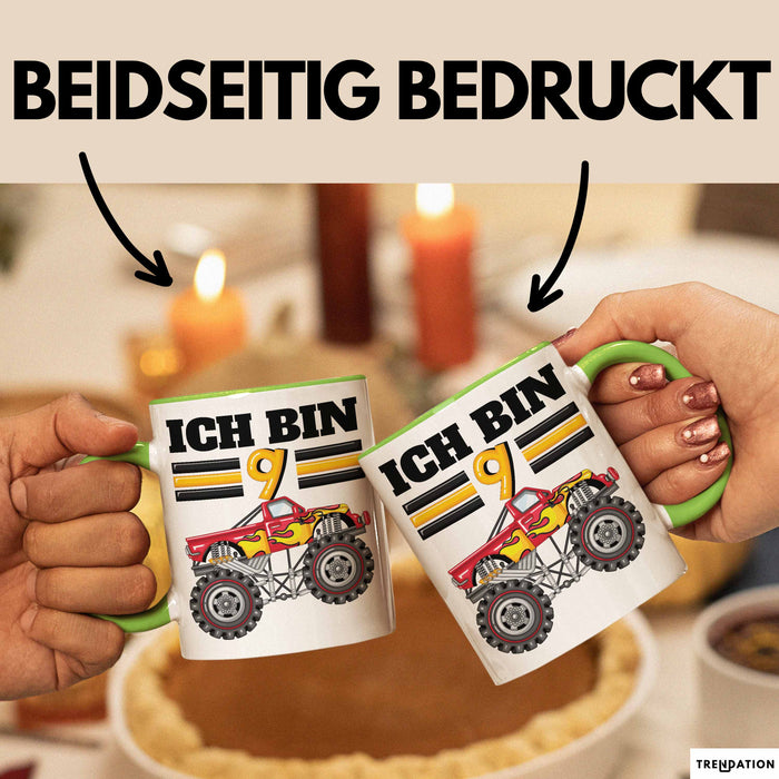 9. Geburtstag Geschenk Tasse Becher Jungs Trucks Geburtstagsgeschenk Ich Bin 9 Grün Trendation