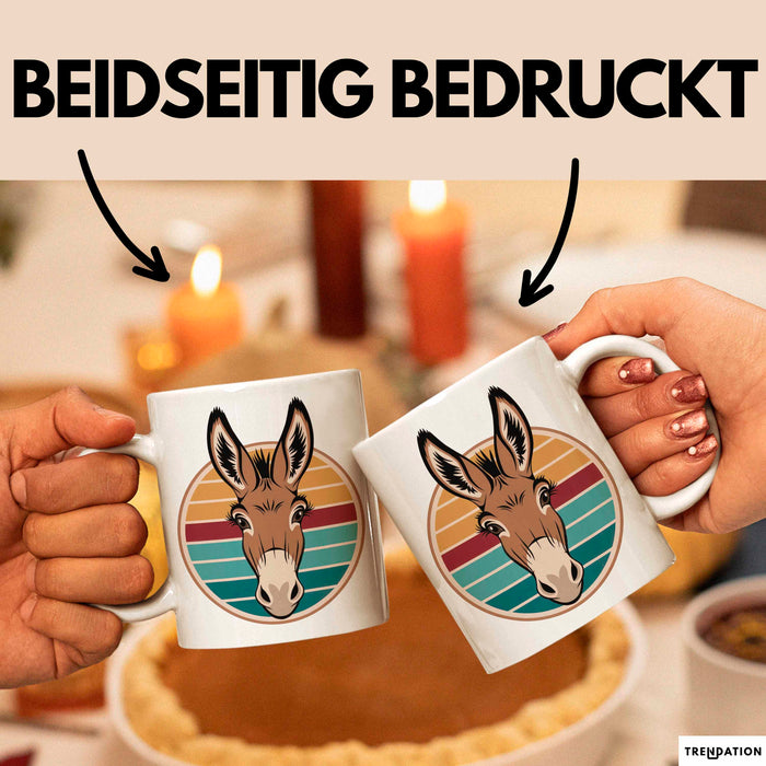 Retro Esel Tasse Geschenk Lustige Geschenkidee Spruch Weiß Trendation