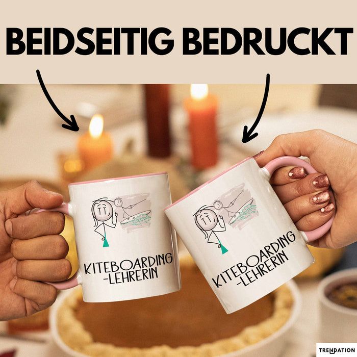 Geschenk für Kiteboarding-Lehrerin Tasse Lustige Geschenkidee Geburtstag Ich Bin Kiteboarding-Lehrerin Ich Darf Das Rosa Trendation
