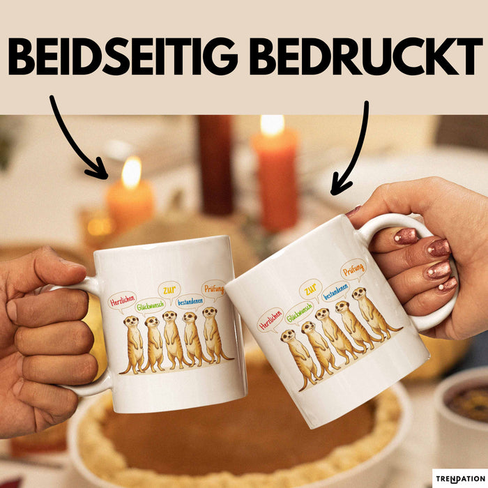 Schüler Abschluss Tasse Geschenk Lustige Geschenkidee Spruch Herzlichen Glückwunsch Zur Bestandenen Prüfung Weiß Trendation