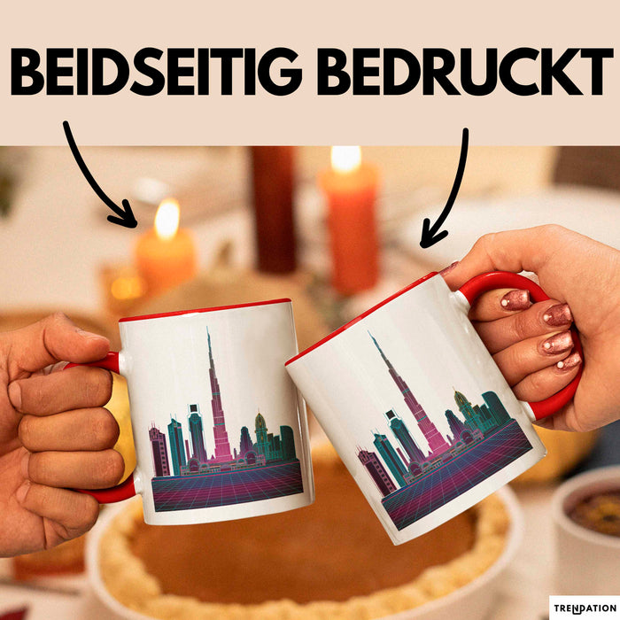 Dubai VAE Burj Khalifa Tasse Geschenk Lustige Geschenkidee Spruch Rot Trendation
