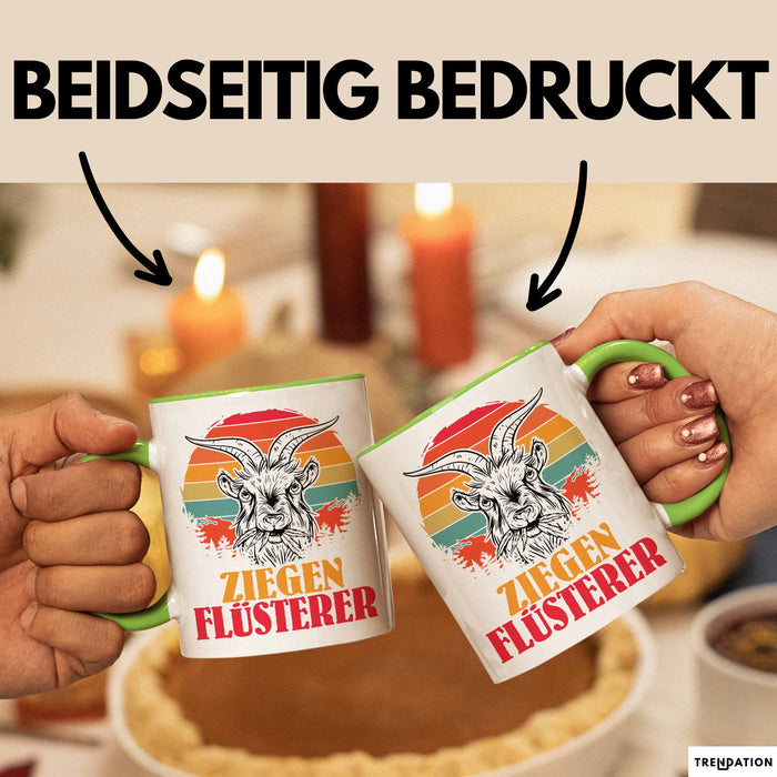 Ziegen Hirte Geschenk Tasse Ziegen Flüsterer Geschenkidee Ziegen-Liebhaber Kaffee-Becher Grün Trendation