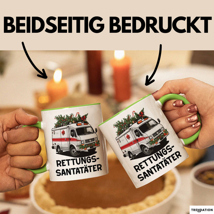 Rettungssanitäter Tasse Geschenk Rettungssantatäter Spruch Notarzt Geschenkidee Kaffee-Becher Grün Trendation