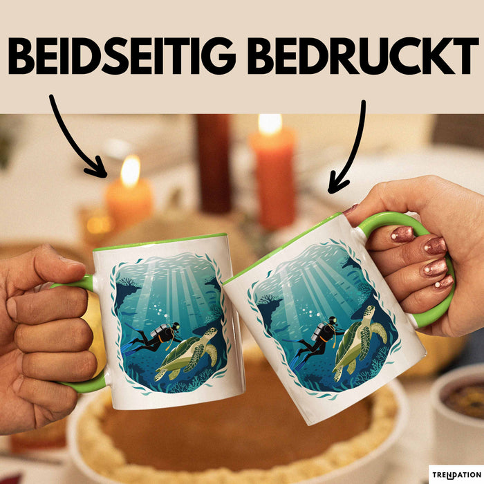 Taucher Tasse Geschenkidee für Tauch Enthusiasten Grün Trendation