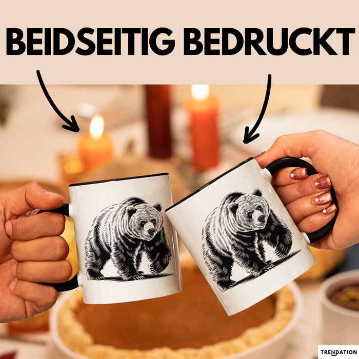 Grizzlybär Tasse Geschenk Lustige Geschenkidee Spruch Schwarz Trendation