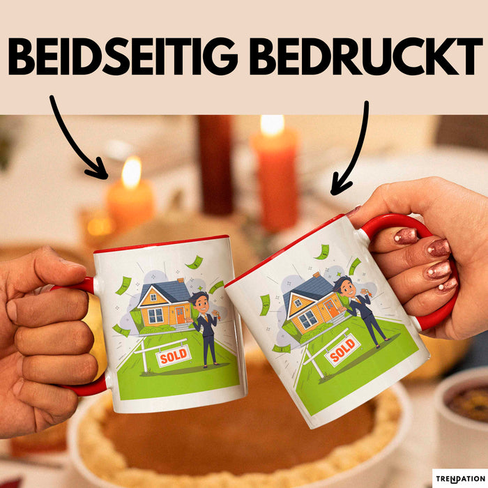 Immobilienmakler Tasse Geschenk Lustige Geschenkidee Spruch Für Haus Verkäufer Rot Trendation