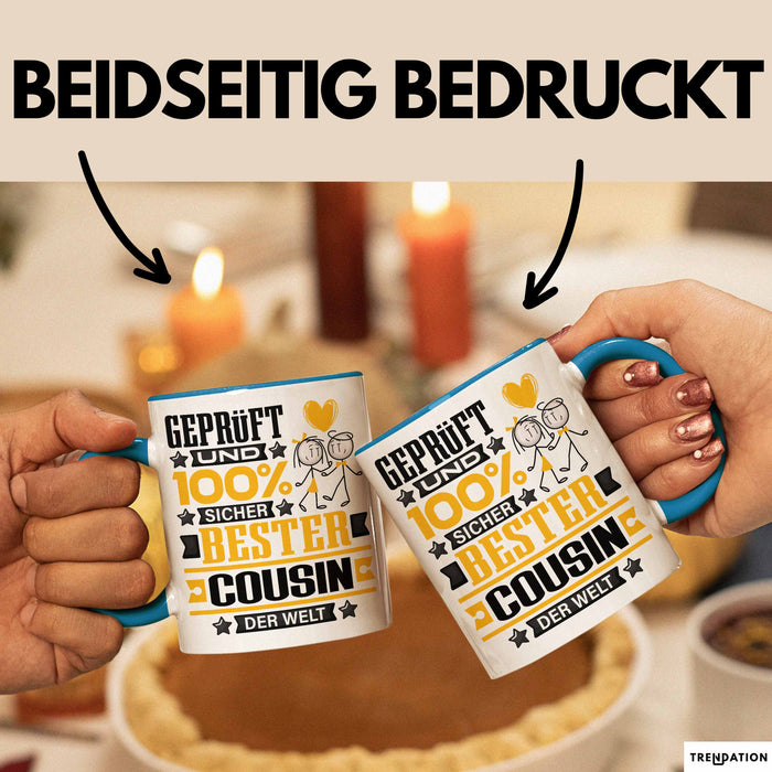 Cousin Geschenk Lustiger Spruch für Cousin Geschenkidee Bester Cousin Der Welt Blau Trendation