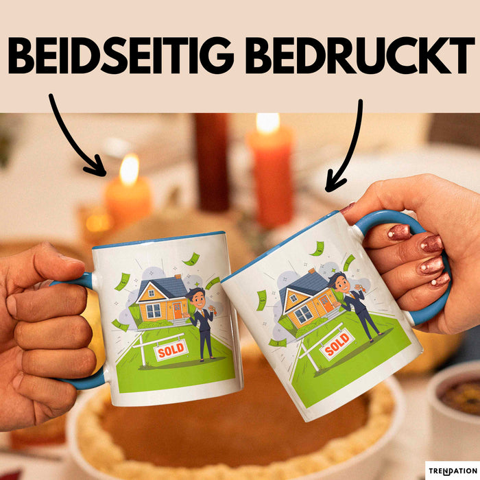 Immobilienmakler Tasse Geschenk Lustige Geschenkidee Spruch Für Haus Verkäufer Blau Trendation