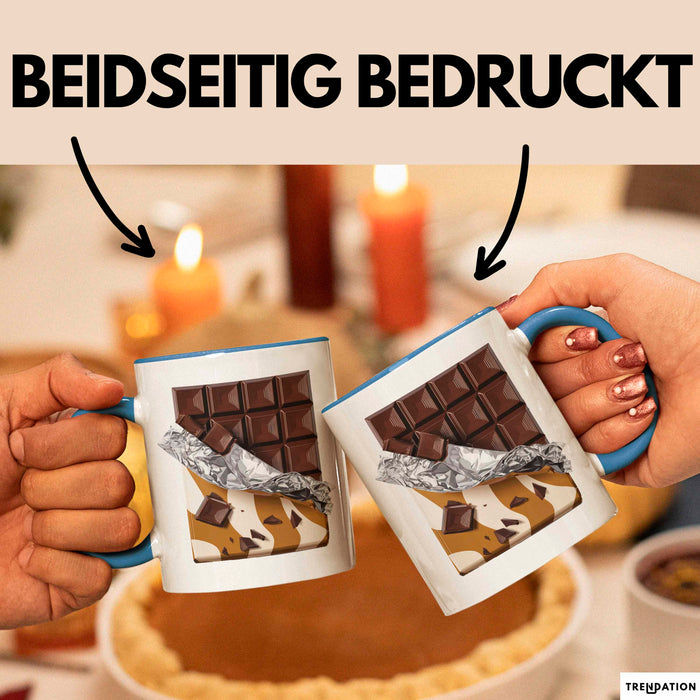 Schokoladenliebhaber Tasse Geschenkidee für Naschkatzen Blau Trendation