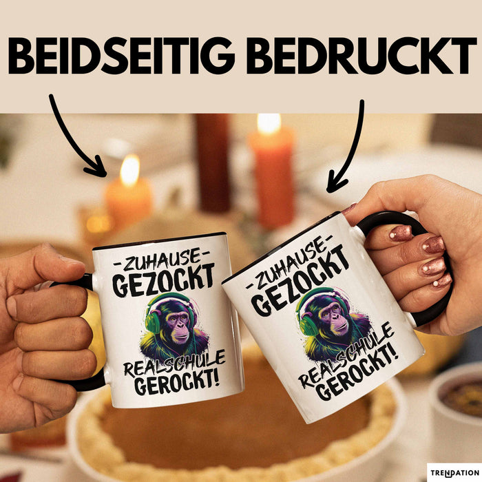 Realschule Bestanden Fachabitur Prüfung Zocker Tasse Geschenk Zuhause Gezockt Realschule Gerockt Kaffee-Becher Trendation