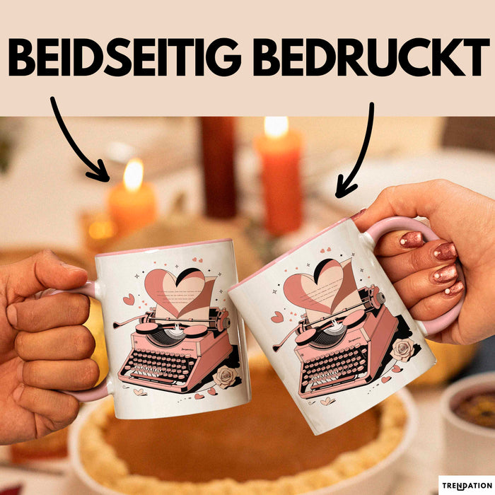 Liebesroman Autor Tasse Geschenkidee für Liebesgeschichte Rosa Trendation